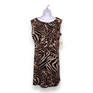 NEW SIZE 16 JONATHAN MARTIN LEOPARD PRINT EVENT DRESS STRETCH SLEEVELESS